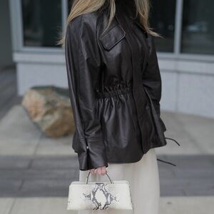 EAVES by REVOLVE Dark Brown Leather Jacket size - M like new